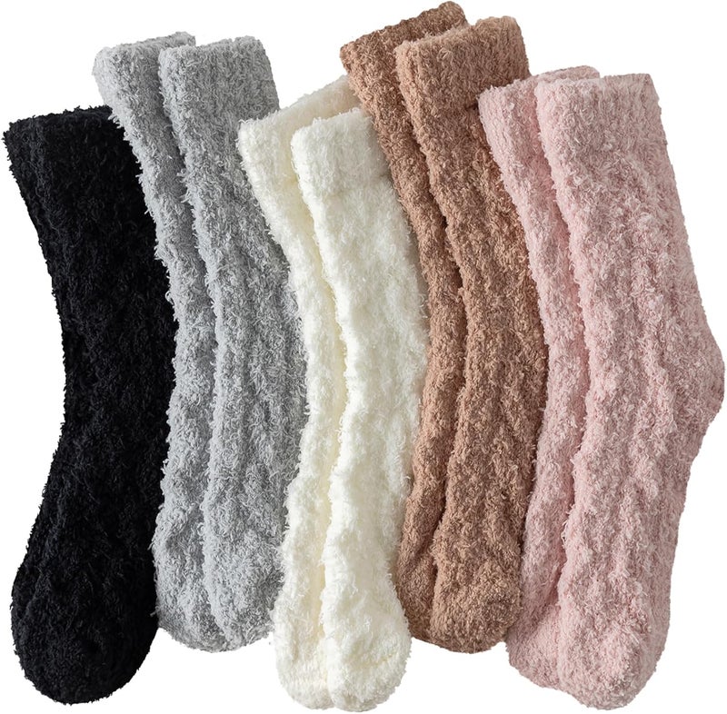 Premillow Fuzzy Socks for Women, Womens Winter Fluffy Socks 5 Pairs Ultra Soft Warm Fabric Sleeping Slipper Sock for Women - Image 1